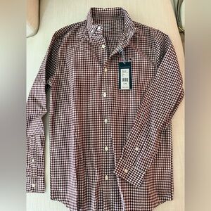 Vineyard Vines Burgundy and White Gingham Button-Down Shirt